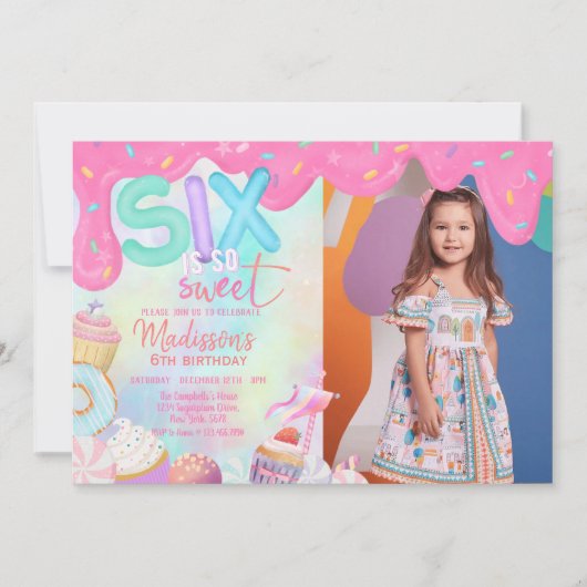 6つはとても甘いカスタム写真 招待状 (正面)