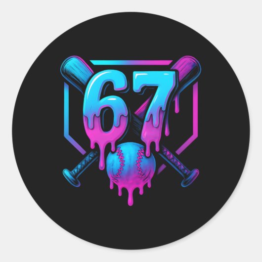 6と7がアイスを売るクールなドリップ 67 ジェンアルファスラン ラウンドシール (正面)