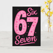 6と7の数字67 ピンクのSix Sevenミームスラング女性用 カード (黄色い花)