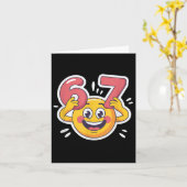 6と7の顔文字ミームデザイン カード (黄色い花)