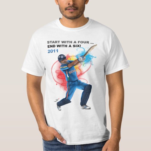 6のコップに-コオロギ勝って下さい Tシャツ (正面)