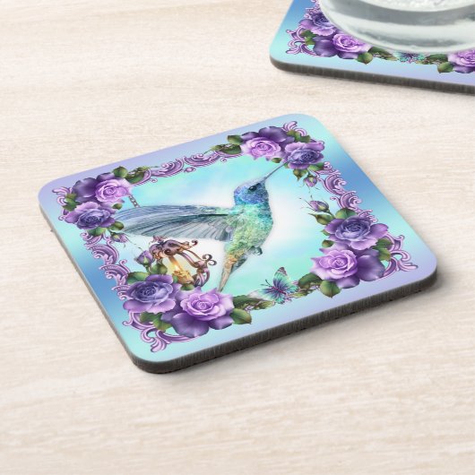 6のコルクのバックセットが付いているハチドリのコースター コースター (左側)