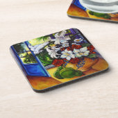 6のユリと梨のコースターセット コースター (左側)