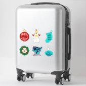 6のヴィンテージクリスマスステッカーパック シール (スーツケース)