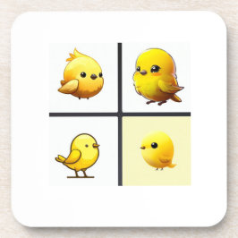 6の耐久性のあるコースターのかわいい小さな黄色い鳥のセット コースター