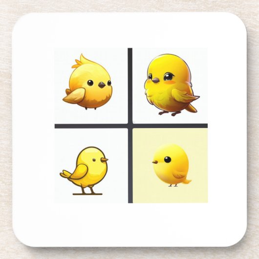 6の耐久性のあるコースターのセットデザイン小さな黄色の鳥 コースター (正面)