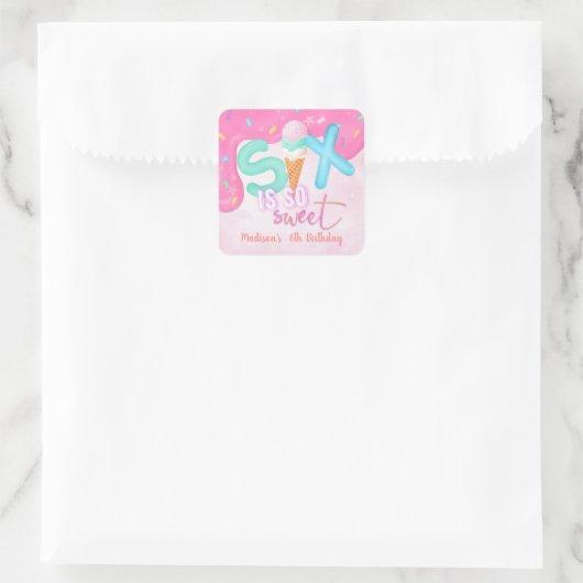 6はとても甘いピンクのつや消し スクエアシール (バッグ)