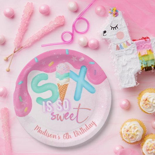 6はとても甘いピンクのつや消し ペーパープレート (パーティー)