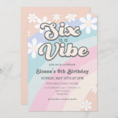 6はビビ Groovy Retro Rainbowデイジーの雰囲気 招待状 (正面/裏面)