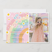 6はヴィービーグルービーデイジーレインボー6誕生日 招待状 (正面)