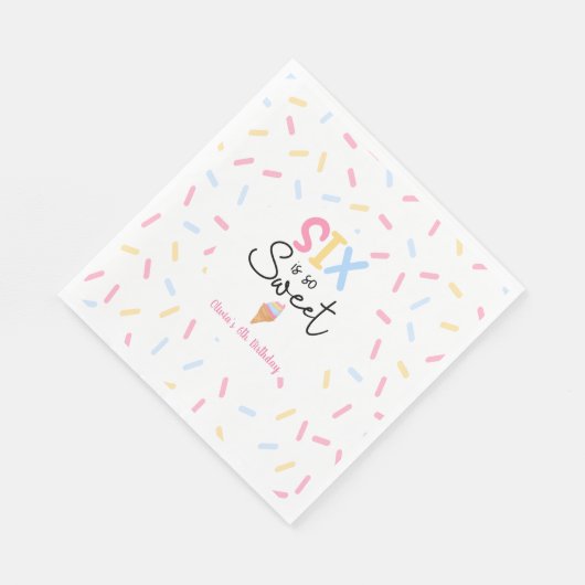 6は甘いアイスクリーム6th誕生日パーティー スタンダードランチョンナプキン (角)