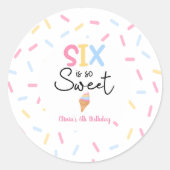 6は甘いアイスクリーム6th誕生日パーティー ラウンドシール (正面)