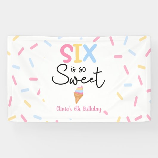 6は甘いアイスクリーム6th誕生日パーティー 横断幕 (横)