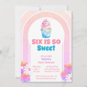 6は甘いカップケーキ第6誕生日 招待状 (正面)