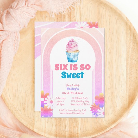 6は甘いカップケーキ第6誕生日 招待状
