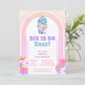 6は甘いレインボーカップケーシックス誕生日 招待状 (スタンド正面)