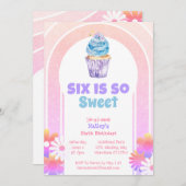 6は甘いレインボーカップケーシックス誕生日 招待状 (正面/裏面)