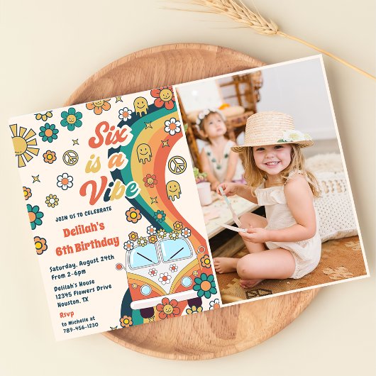 6はVibeレトロフローラ6th誕生日パーティー 招待状