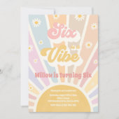 6はVibe Boho Sunshine 6th Birthdayパーティー 招待状 (正面)