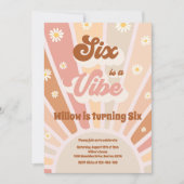 6はVibe Boho Sunshine 6th Birthdayパーティー 招待状 (正面)