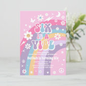 6はVibe Groovy Hippie Rainbow 6誕生日 招待状 (スタンド正面)