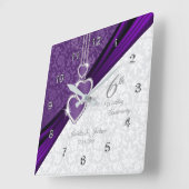 6アメジストパープル結婚ズ・アニバーサリー スクエア壁時計 (傾斜)