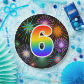 6イベント-おもしろい, カラフル, はっきりした, Rainbow 6 ペーパープレート (パーティー)