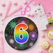 6イベント-おもしろい, カラフル, はっきりした, Rainbow 6 ペーパープレート (パーティー)