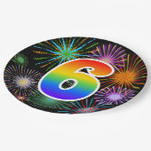 6イベント-おもしろい, カラフル, はっきりした, Rainbow 6 ペーパープレート (アングル)