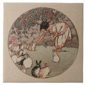 6インチヴィンテージエレガントラビッツアートコテージコア タイル (正面)