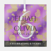 6エレガントアメジスト結婚周年記念 ガラスオーナメント (正面)