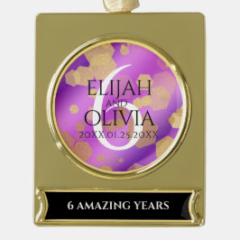 6エレガントアメジスト結婚周年記念 シルバープレートバナーオーナメント