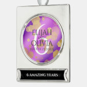 6エレガントアメジスト結婚周年記念 シルバープレートバナーオーナメント (左)