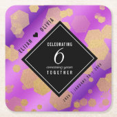 6エレガントアメジスト結婚周年記念 スクエアペーパーコースター (正面)