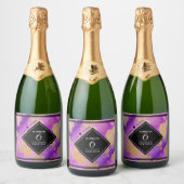 6エレガントアメジスト結婚周年記念 スパークリングワインラベル (ボトル)