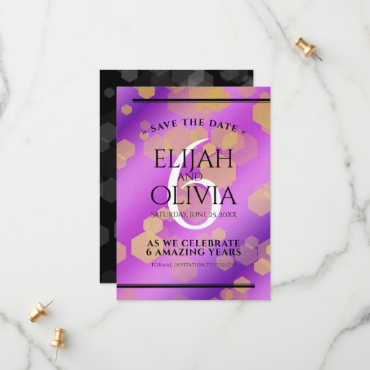 6エレガントアメジスト結婚周年記念 セーブザデート (正面/裏面インサイチュ)
