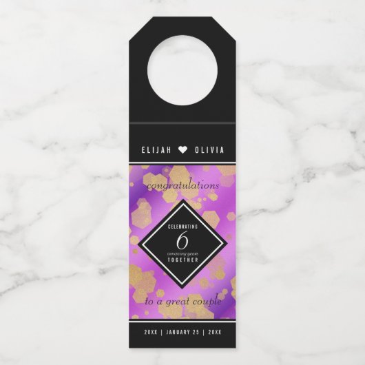 6エレガントアメジスト結婚周年記念 ボトルネックタグ (正面)