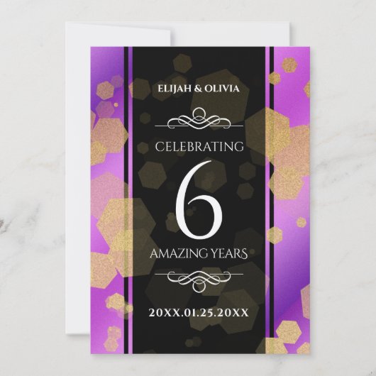 6エレガントアメジスト結婚周年記念 招待状 (正面)