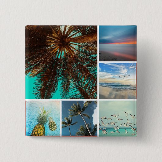 6エレガントフォトコラージボパーソナライズされたタン 缶バッジ (正面)