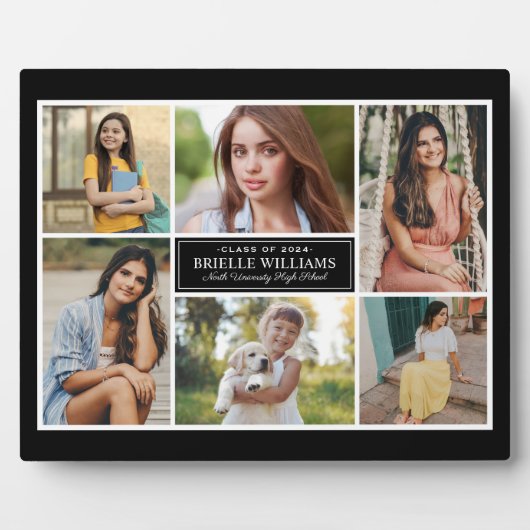 6エレガント写真黒卒業コラージュ フォトプラーク (正面)