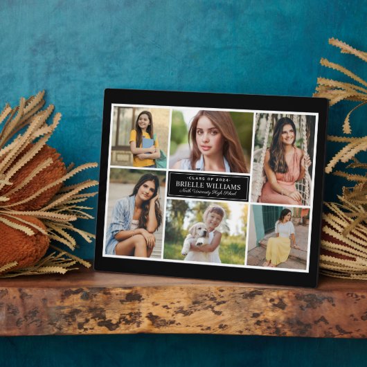 6エレガント写真黒卒業コラージュ フォトプラーク (側面)