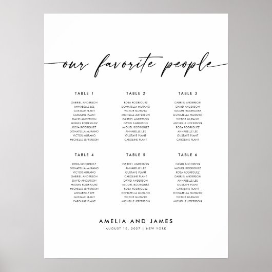 6エレガント台の人お気に入りの席グラフ ポスター (正面)