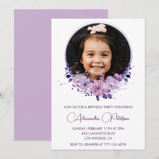 6エレガント回目の誕生日の招待の写真エレガント 招待状 (正面/裏面)