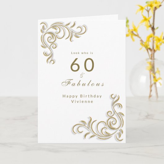 6エレガント歳と素晴らしい誕生日金ゴールド カード (黄色い花)