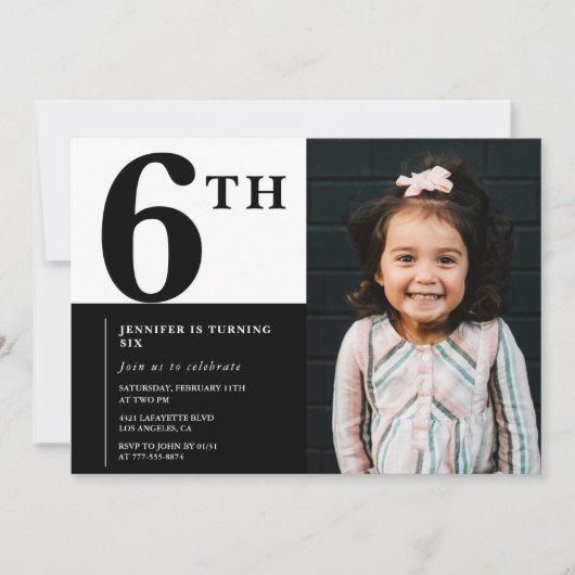 6エレガントth birthday invitation girl Chic Photo 招待状 (正面)