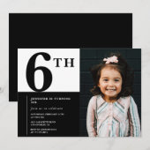 6エレガントth birthday invitation girl Chic Photo 招待状 (正面/裏面)
