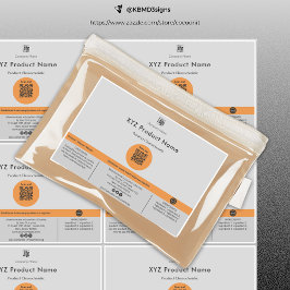 6オレンジドットQRコードグレー大型製品ラベル シール