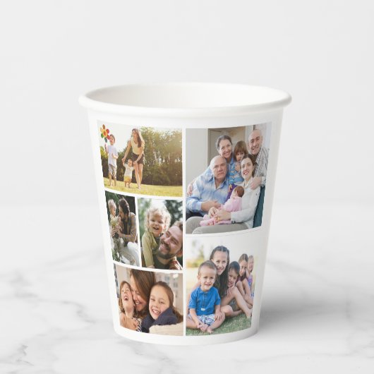 6カスタム枚のフォトコラージュ枠のアートをカスタマイズ 紙コップ (正面)