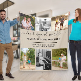 6カスタム枚の写真が言葉を超えて愛Beige フリースブランケット