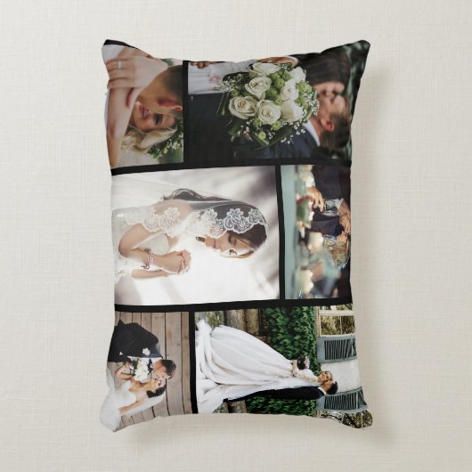 6カスタム枚の写真のコラージュお気に入りのモーメント アクセントクッション (正面(垂直))